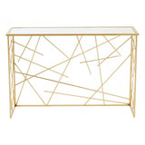 Arista Gold Finish Console Table With Mirror Top
