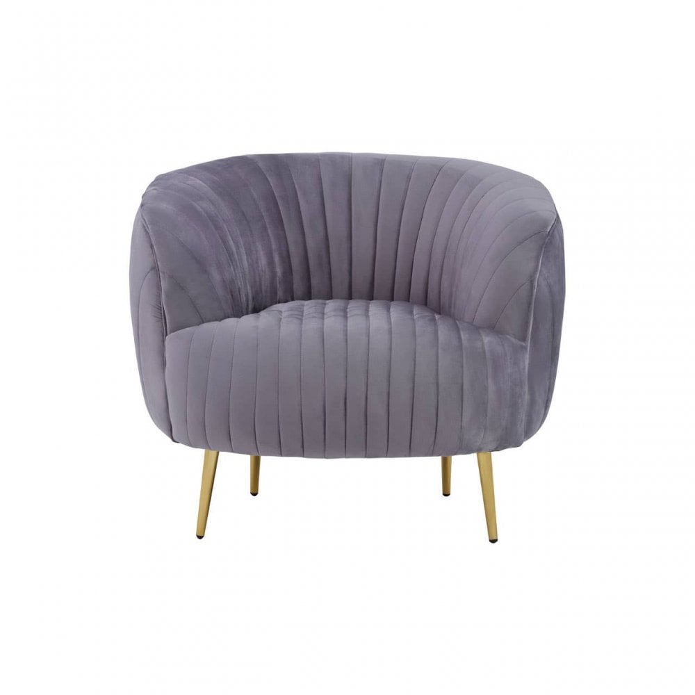Seraphina Grey Velvet Chair With Gold Legs