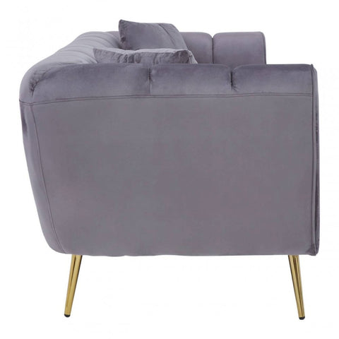Aria Three Seater Grey Velvet Sofa