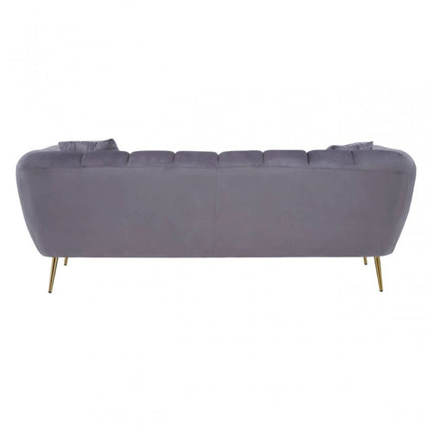 Aria Three Seater Grey Velvet Sofa