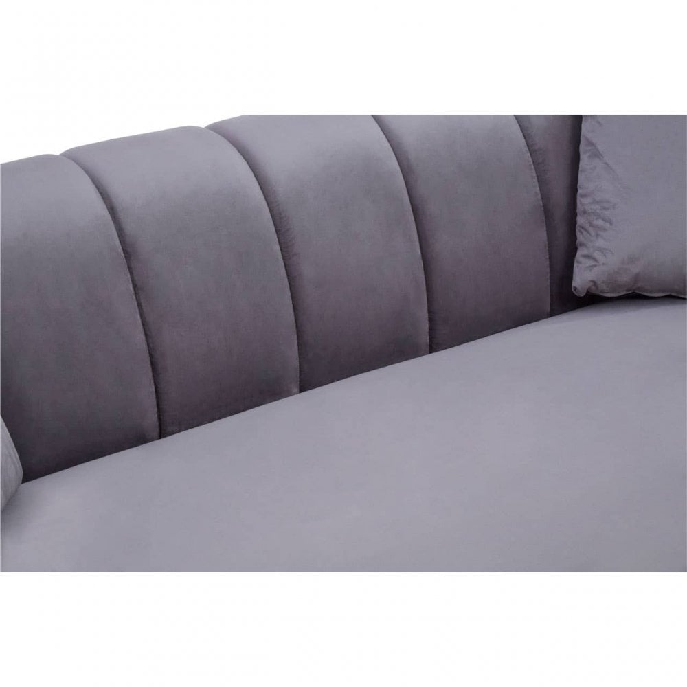Aria Three Seater Grey Velvet Sofa