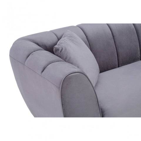 Aria Three Seater Grey Velvet Sofa