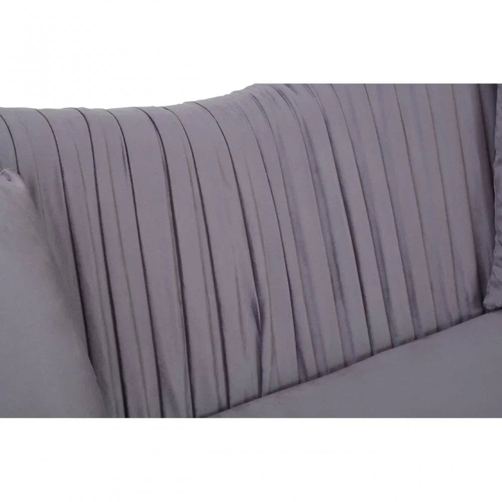 Elysia 2 Seat Pleated Grey Velvet Sofa