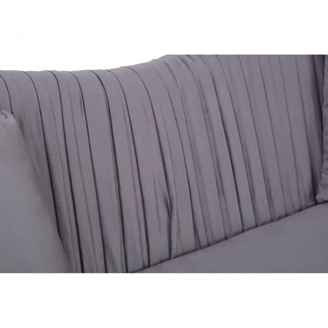 Elysia 2 Seat Pleated Grey Velvet Sofa