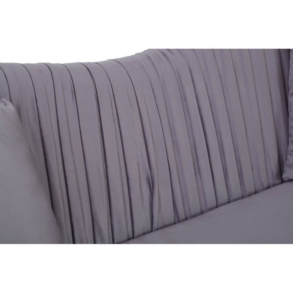 Elysia 2 Seat Pleated Grey Velvet Sofa