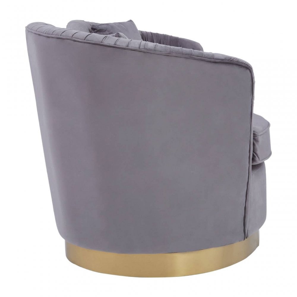 Elysia 3 Seat Pleated Grey Velvet Sofa