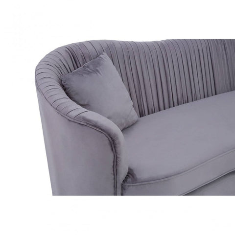 Elysia 3 Seat Pleated Grey Velvet Sofa