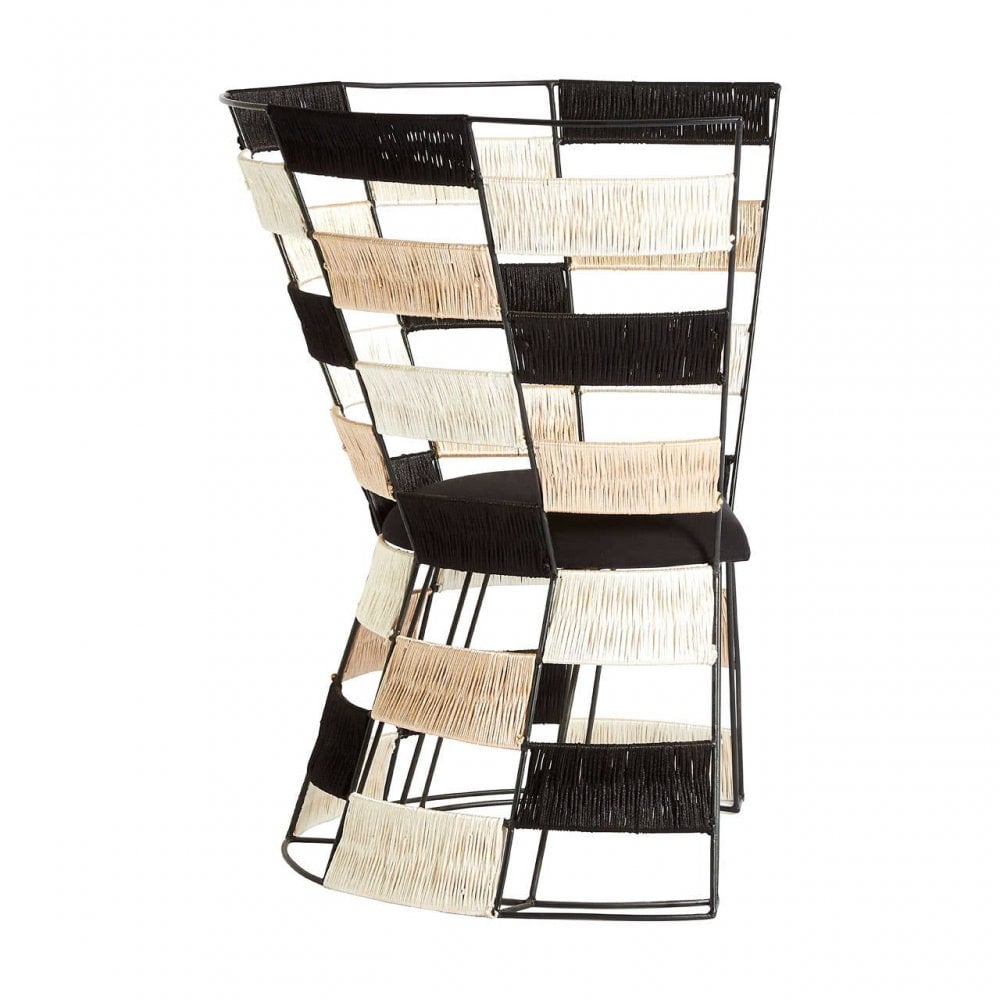 Meridian Beige, Black, and White Chair