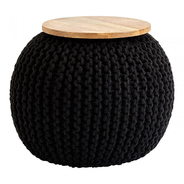 Meridian Black Woven Pouffe