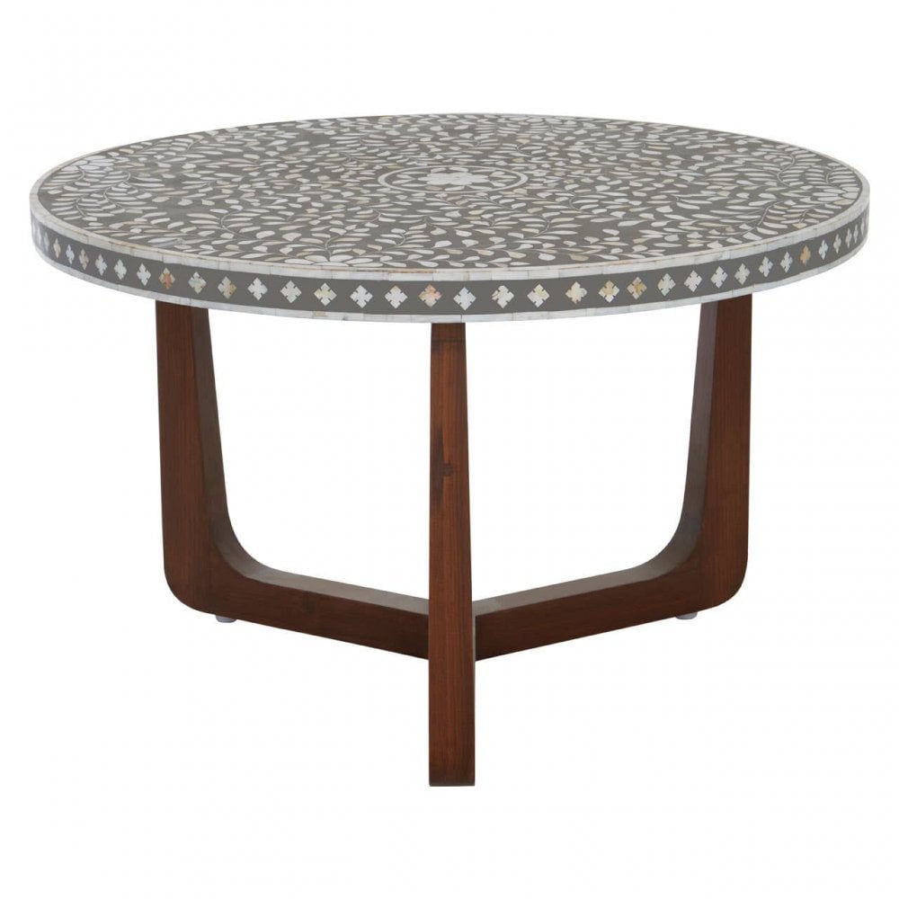 Meridian Round Coffee Table in Mother of Pearl Design Detail