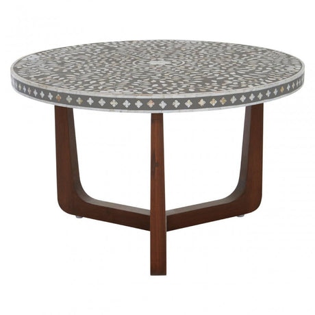 Meridian Round Coffee Table in Mother of Pearl Design Detail
