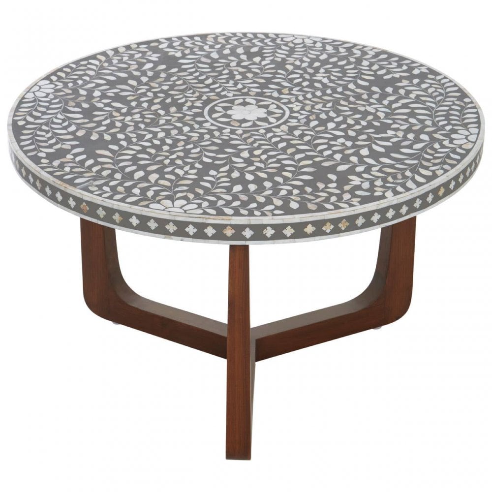 Meridian Round Coffee Table in Mother of Pearl Design Detail