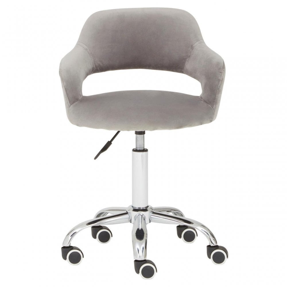 Lydia Grey Velvet Home Office Chair with Curved Back