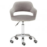 Lydia Grey Velvet Home Office Chair with Curved Back