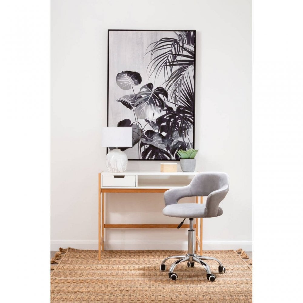 Lydia Grey Velvet Home Office Chair with Curved Back