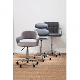 Lydia Grey Velvet Home Office Chair with Curved Back