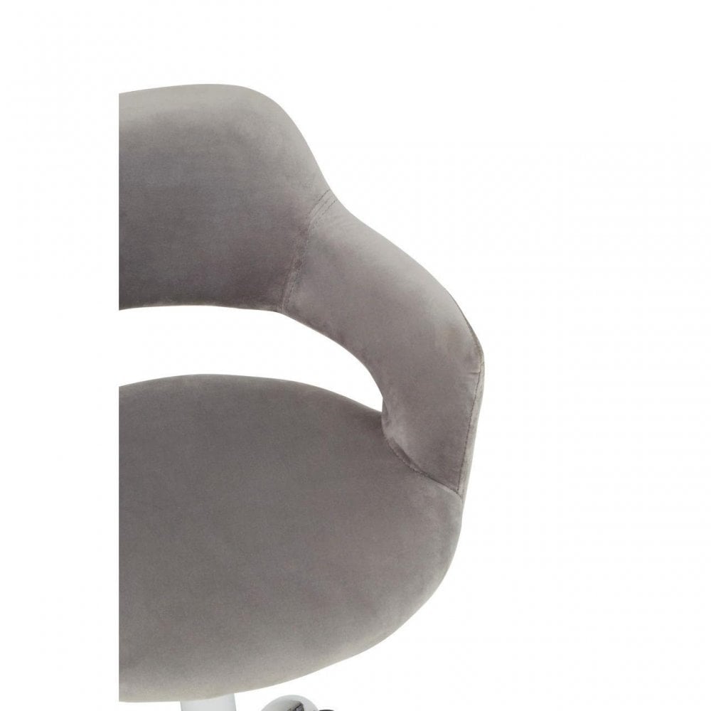 Lydia Grey Velvet Home Office Chair with Curved Back