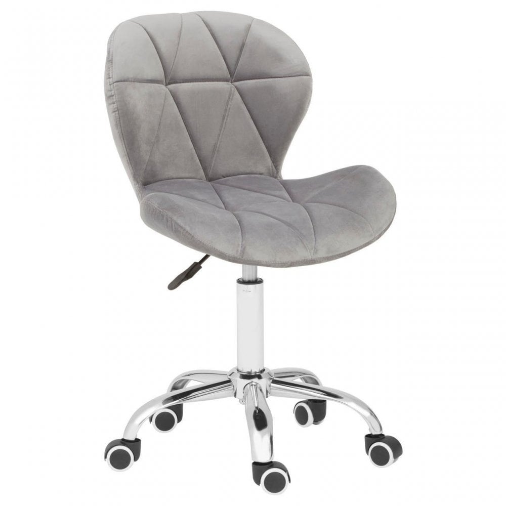 Livia Grey Velvet Quilted Home Office Chair