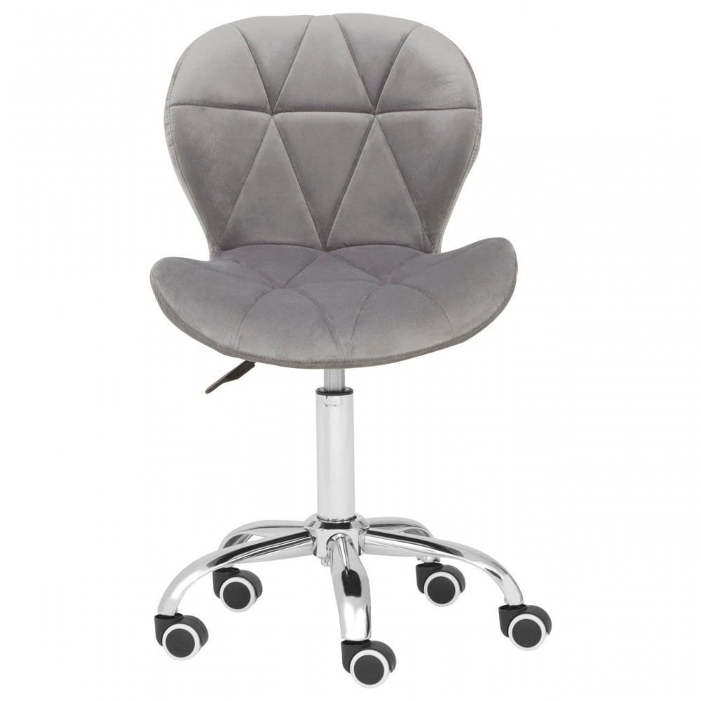 Livia Grey Velvet Quilted Home Office Chair