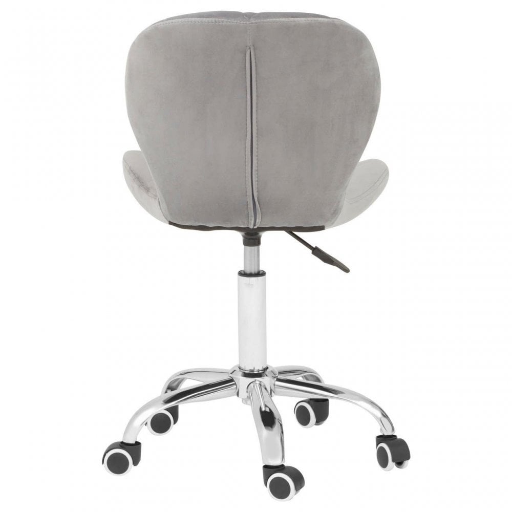 Livia Grey Velvet Quilted Home Office Chair