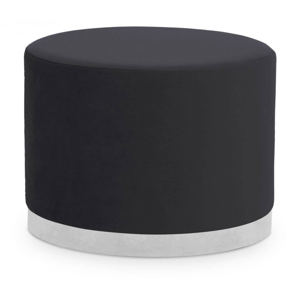 Tavian Black And Silver Round Stool
