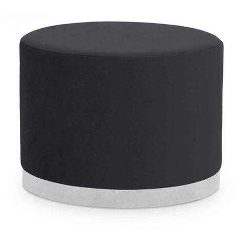 Tavian Black And Silver Round Stool
