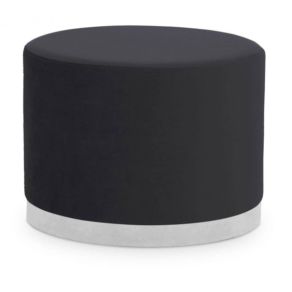 Tavian Black And Silver Round Stool