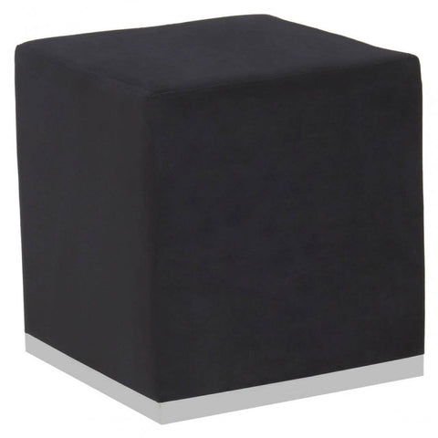 Tavian Black And Silver Square Stool