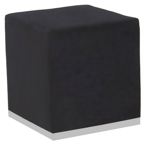 Tavian Black And Silver Square Stool