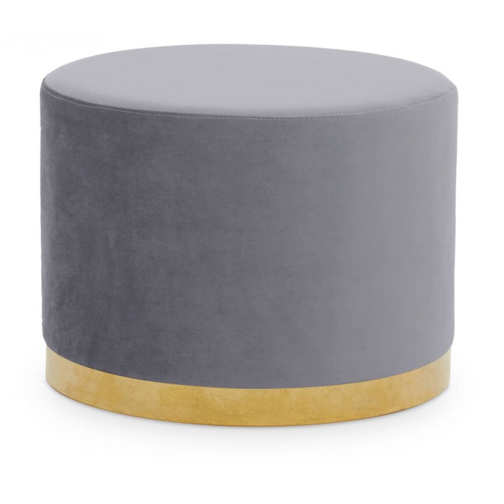 Tavian Grey And Gold Round Stool