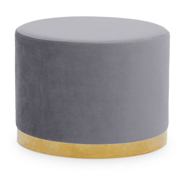 Tavian Grey And Gold Round Stool