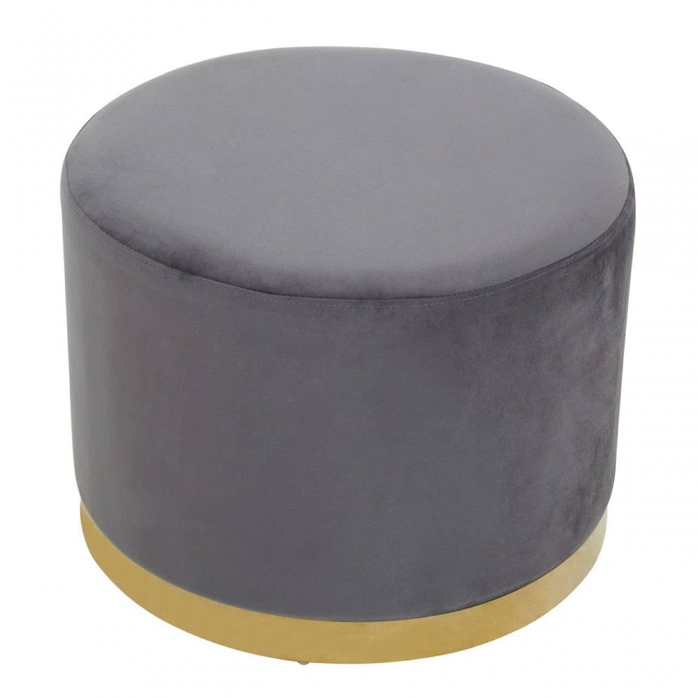 Tavian Grey And Gold Round Stool