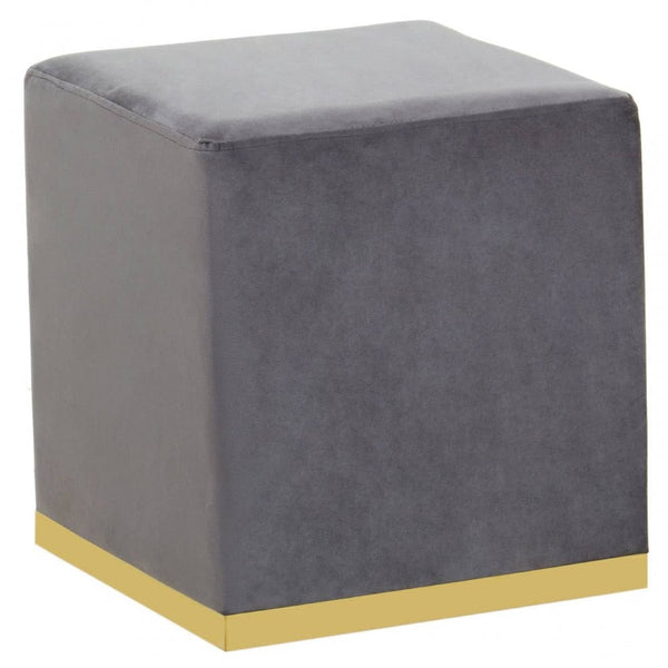 Tavian Grey And Gold Square Stool