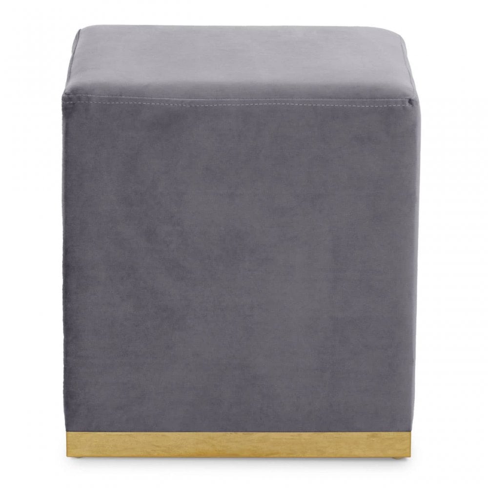 Tavian Grey And Gold Square Stool
