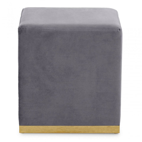Tavian Grey And Gold Square Stool