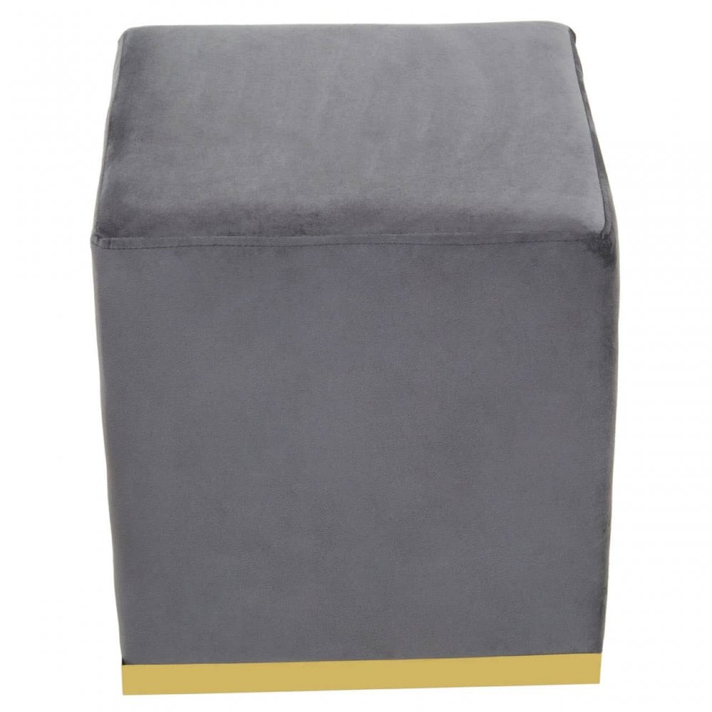 Tavian Grey And Gold Square Stool