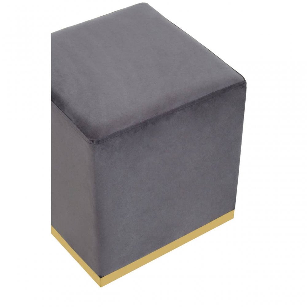 Tavian Grey And Gold Square Stool