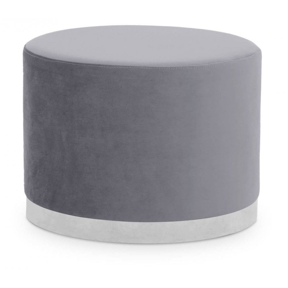 Tavian Grey And Silver Round Stool
