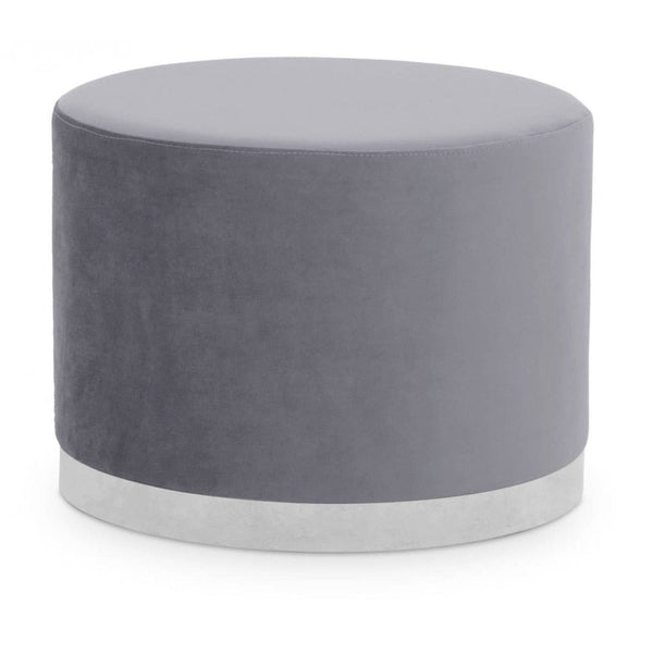 Tavian Grey And Silver Round Stool