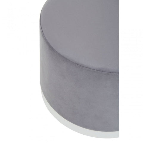 Tavian Grey And Silver Round Stool