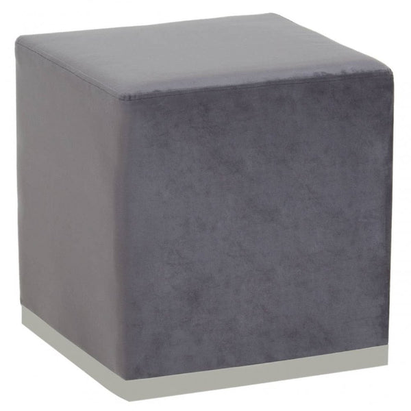 Tavian Grey And Silver Square Stool