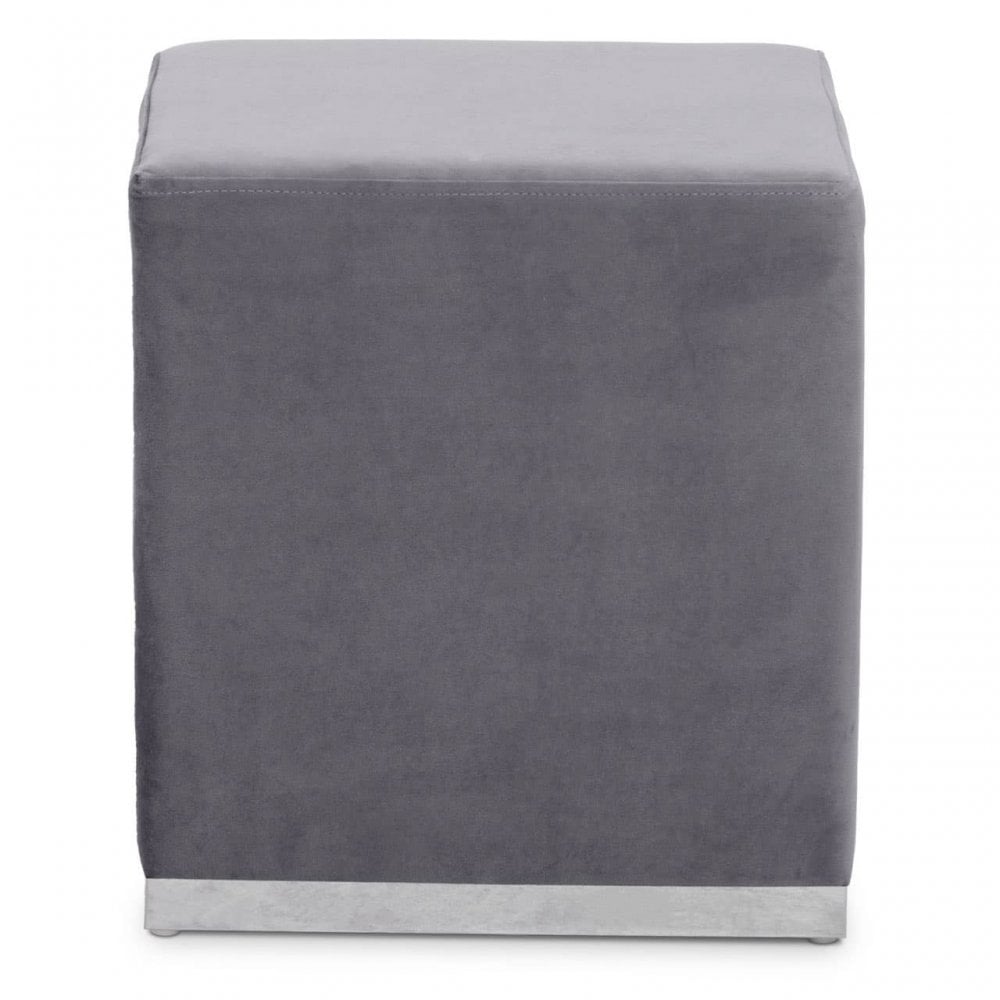 Tavian Grey And Silver Square Stool