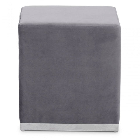 Tavian Grey And Silver Square Stool