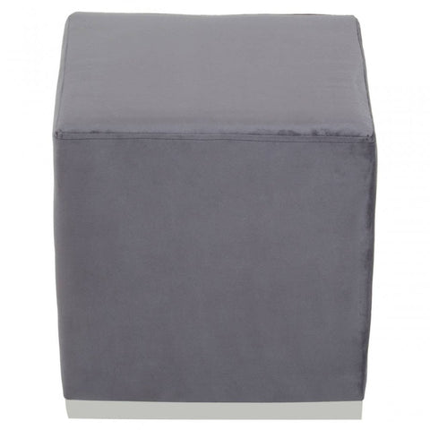 Tavian Grey And Silver Square Stool