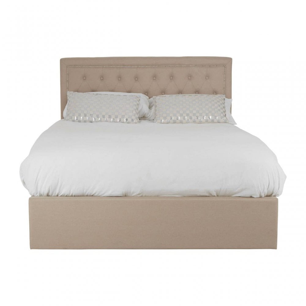 Ava Beige Double Ottoman Bed