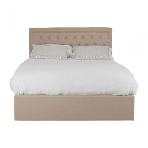 Ava Beige Double Ottoman Bed