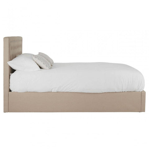 Ava Beige Double Ottoman Bed