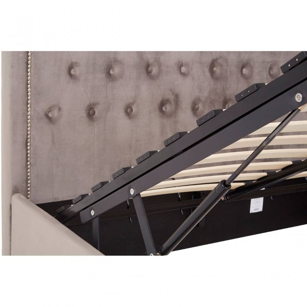 Ava Brushed Steel Velvet Double Bed