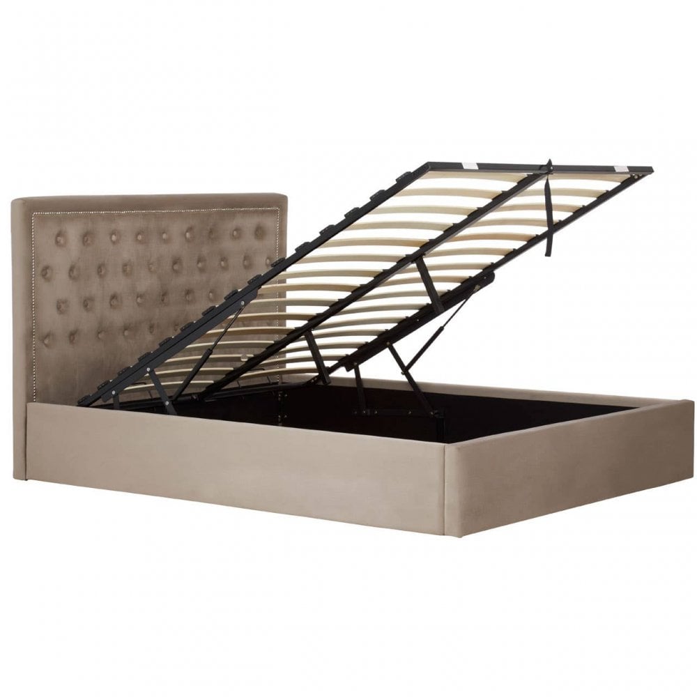 Ava Mink Velvet Kingsize Ottoman Bed