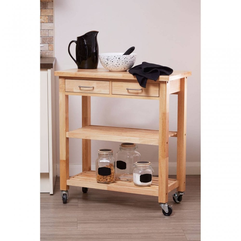 Brent Glenn Tropical Hevea Wood Kitchen Trolley